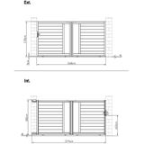 Schuifpoort van aluminium met motieven - Halfopengewerkt - L. 374 x H. 180 cm - Antraciet - GREGOR