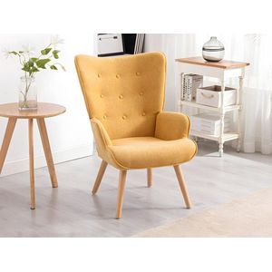 Vente-unique Fauteuil van stof VATELY - Mosterdgeel L cm x H.5 cm x D cm