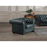 Chesterfield fauteuil BRENTON 100% buffelleer - Spaans groen