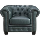 Chesterfield fauteuil BRENTON 100% buffelleer - Spaans groen