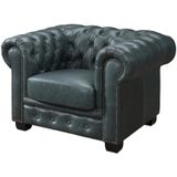 Chesterfield fauteuil BRENTON 100% buffelleer - Spaans groen
