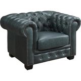 Chesterfield fauteuil BRENTON 100% buffelleer - Spaans groen