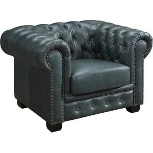 Chesterfield fauteuil BRENTON 100% buffelleer - Spaans groen