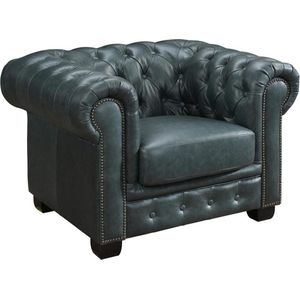 LINEA SOFA Chesterfield fauteuil BRENTON 100% buffelleer - Spaans groen L 105 cm x H 73 cm x D 96 cm