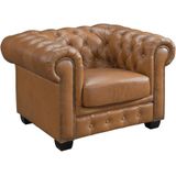 Chesterfield fauteuil BRENTON 100% buffelleer - Vintage caramel