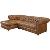 Chesterfield hoekbank BRENTON - Trendy en tijdloos design in antiek leer