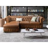 Chesterfield hoekbank BRENTON - Trendy en tijdloos design in antiek leer