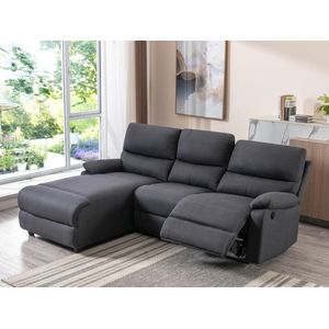 LUNANO - Elektrische Relaxhoekbank - Antraciet - 100% Polyester - Hoek Links - 4 Plaatsen