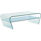 Salontafel KELLY - Gehard glas - Blauw gelakt blad