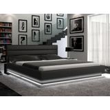 Bed 160 x 200 cm - Zwart kunstleer met LED's - NUBIS