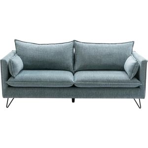 MATINO - Blauwe stoffen 3-zitsbank met extra kussens en elegante design-details