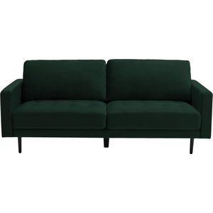 ESTELA Driezitsbank van fluweel in Sparrengroen - Trendy design met maximaal comfort - 196x83x85 cm