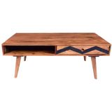 Salontafel met 1 lade en 1 niche - Sheeshamhout - Natuurlijk en zwart - PALONI