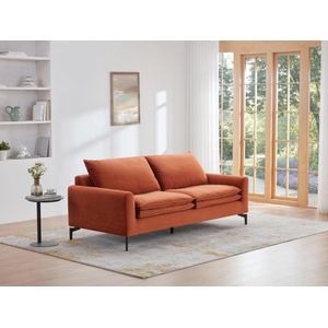 Driezitsbank in terracotta fluweel ISENA L 211 cm x H 84 cm x D 93 cm