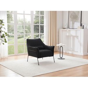 Fauteuil in sherpa stof met zwart schapenvachteffect - LOVENA L 75 cm x H 80 cm x D 82 cm