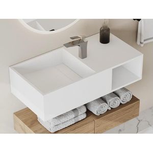 Hangende wastafel met nis - Wit - L80 x B40 x H20 cm - GOYOKO