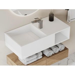 Shower & Design Hangende wastafel met nis - Wit - L80 x B40 x H20 cm - GOYOKO L 80 cm x H 20 cm x D 40 cm