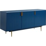 Dressoir - 3 deuren - MDF en metaal - Kleur: blauw en goud - LIKANA