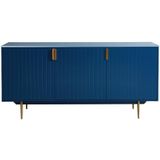 Dressoir - 3 deuren - MDF en metaal - Kleur: blauw en goud - LIKANA