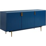 Dressoir - 3 deuren - MDF en metaal - Kleur: blauw en goud - LIKANA