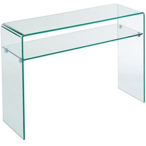 Vente-unique Sidetable - 1 nis - Gehard glas - Transparant - STILEOS L 110 cm x H 75 cm x D 35 cm