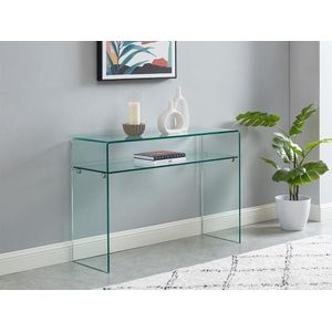 Vente-unique Sidetable - 1 nis - Gehard glas - Transparant - STILEOS L 110 cm x H 75 cm x D 35 cm