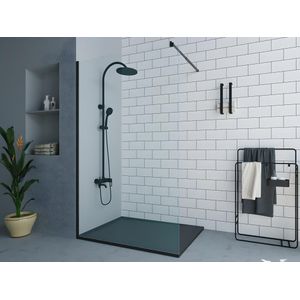 Shower & Design Wand voor inloopdouche industriële stijl - mat zwart - 120x200 cm - DAREN - Koop nu online L 120 cm x H 200 cm x D 0.6 cm