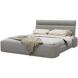 Bed 160 x 200 cm - Stof - Gechineerd grijs - ALODIA