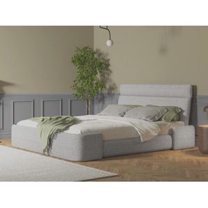 Bed 160 x 200 cm - Stof - Gechineerd grijs - ALODIA