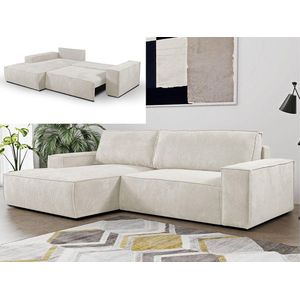 Vente-unique - Ecksofa mit Schlaffunktion - Ecke Links - Cord - Beige - amelia
