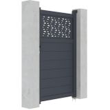Draaipoort van aluminium met motieven - Halfopengewerkt - L. 103 x H. 166 cm - Antraciet - BAZIO