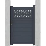 Draaipoort van aluminium met motieven - Halfopengewerkt - L. 103 x H. 166 cm - Antraciet - BAZIO