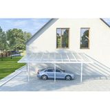EXPERTLAND Aanleunende carport in aluminium 18,8 m² - Wit - ALVARO L 618 cm x H 285 cm x D 305 cm