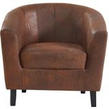 Fauteuil van microvezel - Oud bruin - CRISTOBAL II L 78 cm x H 76 cm x D 71 cm