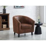 Fauteuil van microvezel - Oud bruin - CRISTOBAL II L 78 cm x H 76 cm x D 71 cm