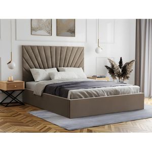 PASCAL MORABITO Bed volwassene fluweel taupe 160 x 200 cm