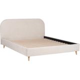 Bed 160 x 200 cm - Stof met kruleffect - Ecru - SANTADI
