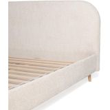 Bed 160 x 200 cm - Stof met kruleffect - Ecru - SANTADI