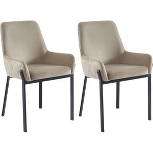 PASCAL MORABITO Set van 2 stoelen met fluweel en metalen armleuningen - Beige - CAROLONA - van Pascal Morabito L 57 cm x H 85 cm x D 60.5 cm