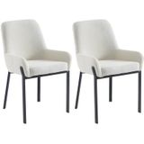 Set van 2 stoelen met armleuningen van boucléstof en metaal - Wit - CAROLONA - van Pascal Morabito