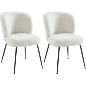 Set van 2 stoelen in ribfluweel en metaal - Wit - POLPONA van Pascal MORABITO L 52 cm x H 79 cm x D 67.5 cm