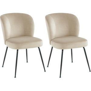 Set van 2 stoelen in fluweel en metaal - Beige - POLPONA van Pascal MORABITO L 52 cm x H 79 cm x D 67.5 cm