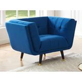 Fluwelen fauteuil SAMANTHA II - Middernachtblauw