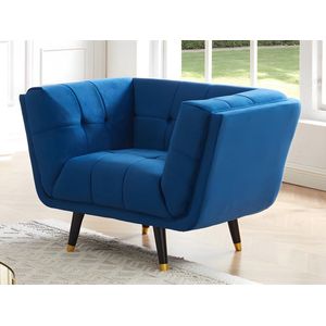 Fluwelen fauteuil SAMANTHA II - Middernachtblauw L 110 cm x H 76 cm x D 91 cm