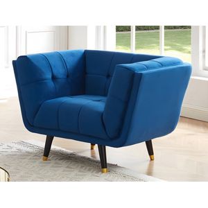 Fluwelen fauteuil SAMANTHA II - Middernachtblauw