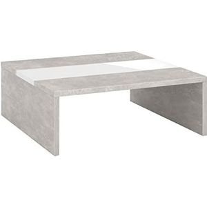 Berlioz Creations Salontafel, hout, beton en glanzend wit, 87 x 87 x 32,5 cm