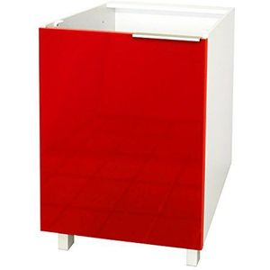 Berlioz Creations CP6BR Onderkast voor keuken met deur in rood hoogglans, 60 x 52 x 83 cm, 100 procent Franse productie
