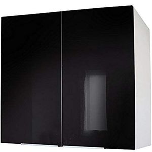 Belenus CP8HN Keukenbovenkast met 2 deuren, hoogglans, 80 cm, zwart