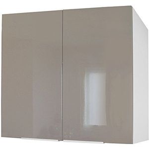 Berlenus CP8HT keukenbovenkast met 2 deuren, 80 x 34 x 70 cm, glanzend, taupe