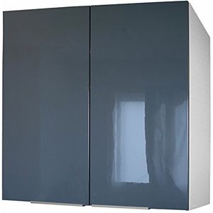 Berlioz Creations CP8HG keukenbovenkast met 2 deuren, 80 x 34 x 70 cm, hoogglanzend grijs 100% Frans